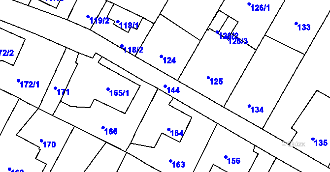 Parcela st. 144 v KÚ Chrochvice, Katastrální mapa