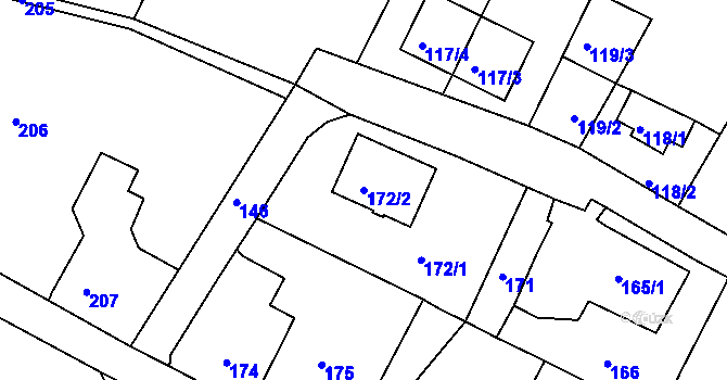 Parcela st. 172/2 v KÚ Chrochvice, Katastrální mapa