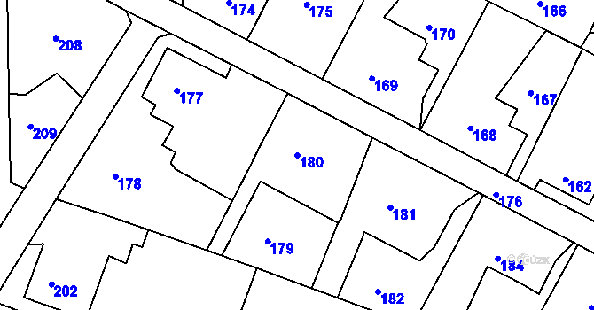 Parcela st. 180 v KÚ Chrochvice, Katastrální mapa