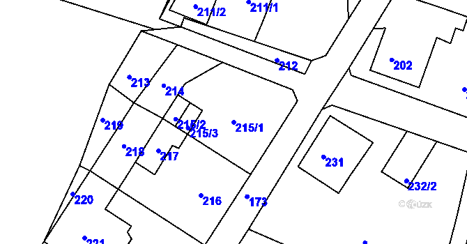 Parcela st. 215/1 v KÚ Chrochvice, Katastrální mapa