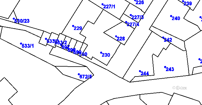 Parcela st. 230 v KÚ Chrochvice, Katastrální mapa