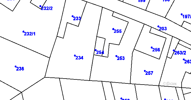 Parcela st. 254 v KÚ Chrochvice, Katastrální mapa