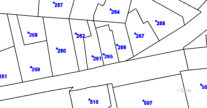 Parcela st. 265 v KÚ Chrochvice, Katastrální mapa