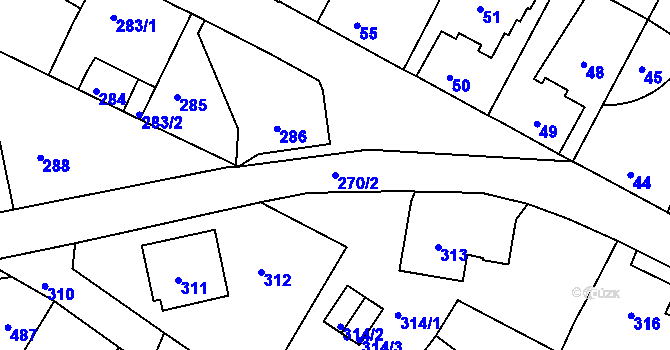 Parcela st. 270/2 v KÚ Chrochvice, Katastrální mapa
