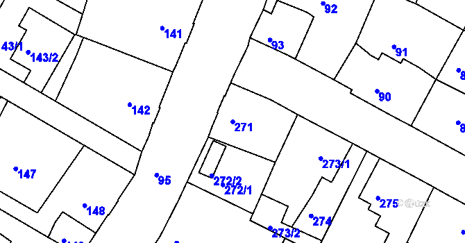 Parcela st. 271 v KÚ Chrochvice, Katastrální mapa