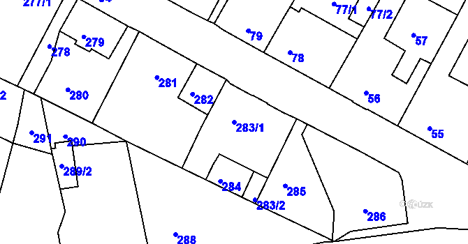 Parcela st. 283/1 v KÚ Chrochvice, Katastrální mapa