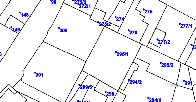 Parcela st. 296 v KÚ Chrochvice, Katastrální mapa