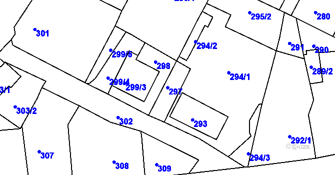 Parcela st. 297 v KÚ Chrochvice, Katastrální mapa