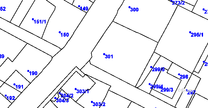 Parcela st. 301 v KÚ Chrochvice, Katastrální mapa