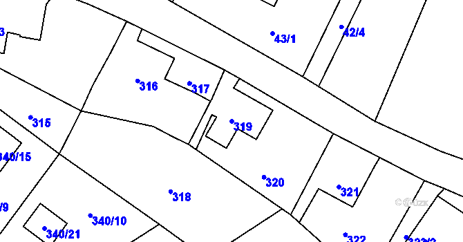 Parcela st. 319 v KÚ Chrochvice, Katastrální mapa