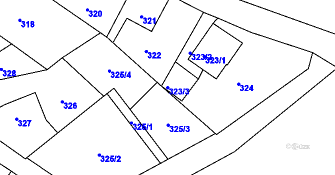 Parcela st. 323/3 v KÚ Chrochvice, Katastrální mapa