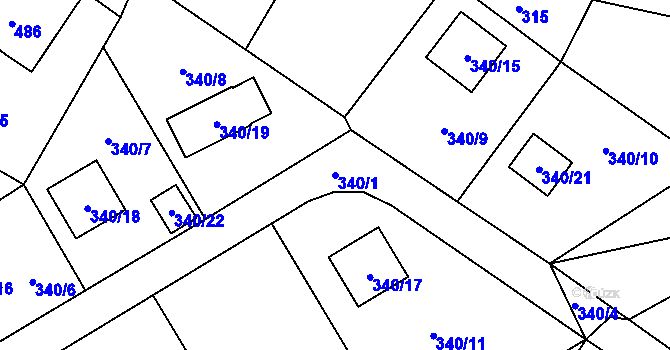 Parcela st. 340/1 v KÚ Chrochvice, Katastrální mapa