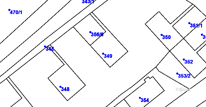 Parcela st. 349 v KÚ Chrochvice, Katastrální mapa