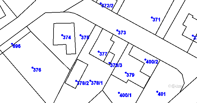 Parcela st. 377 v KÚ Chrochvice, Katastrální mapa