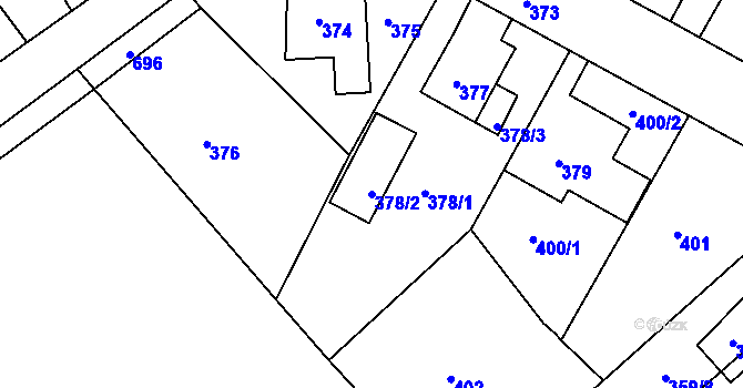 Parcela st. 378/2 v KÚ Chrochvice, Katastrální mapa