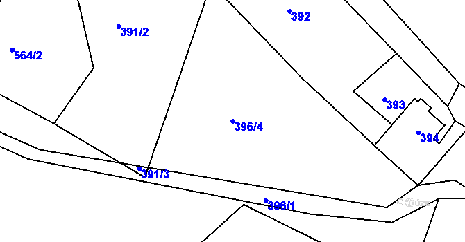 Parcela st. 396/4 v KÚ Chrochvice, Katastrální mapa