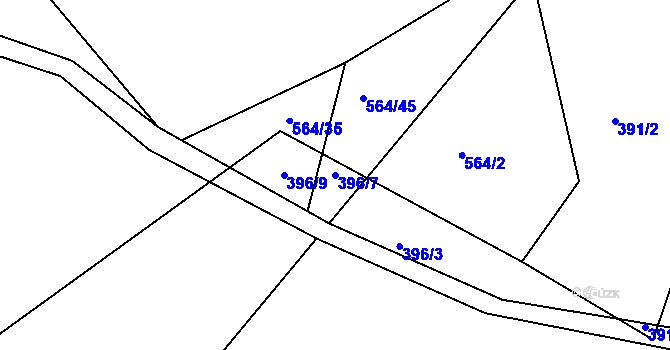 Parcela st. 396/7 v KÚ Chrochvice, Katastrální mapa