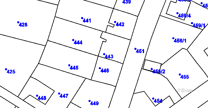 Parcela st. 443 v KÚ Chrochvice, Katastrální mapa