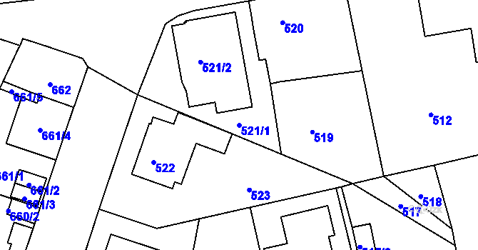 Parcela st. 521/1 v KÚ Chrochvice, Katastrální mapa