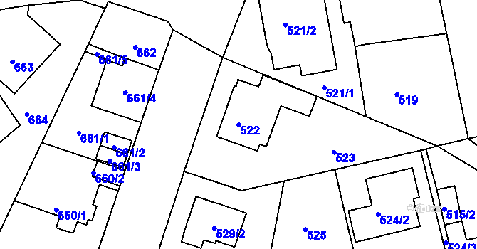 Parcela st. 522 v KÚ Chrochvice, Katastrální mapa