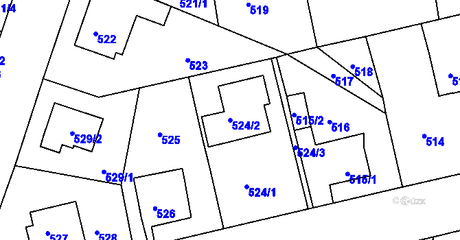 Parcela st. 524/2 v KÚ Chrochvice, Katastrální mapa