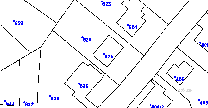Parcela st. 625 v KÚ Chrochvice, Katastrální mapa
