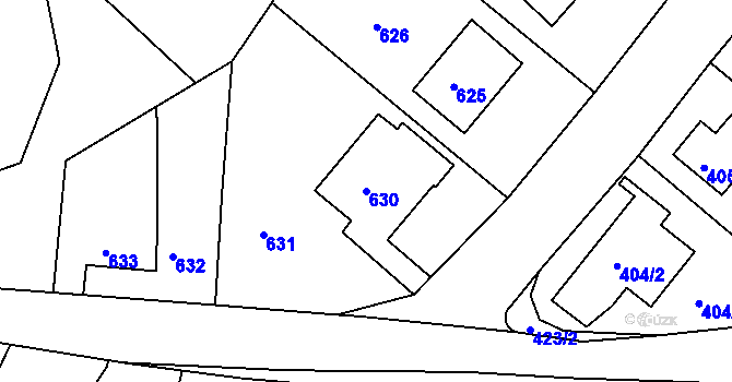 Parcela st. 630 v KÚ Chrochvice, Katastrální mapa