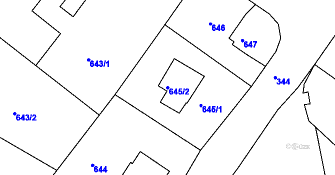 Parcela st. 645/2 v KÚ Chrochvice, Katastrální mapa