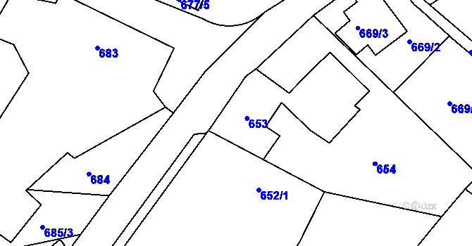 Parcela st. 653 v KÚ Chrochvice, Katastrální mapa