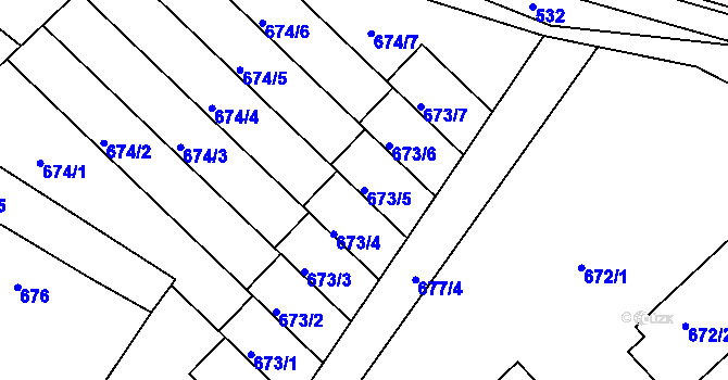 Parcela st. 673/5 v KÚ Chrochvice, Katastrální mapa