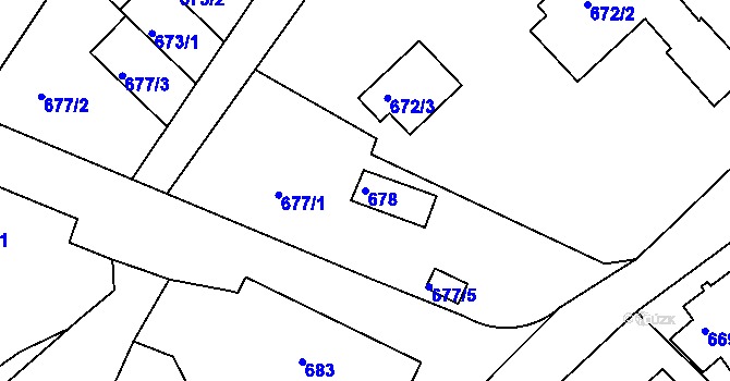 Parcela st. 678 v KÚ Chrochvice, Katastrální mapa