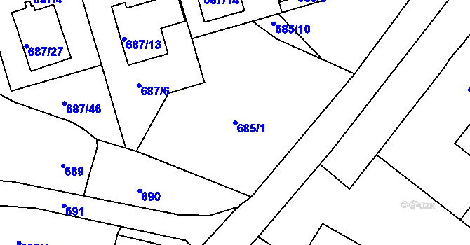 Parcela st. 685/1 v KÚ Chrochvice, Katastrální mapa