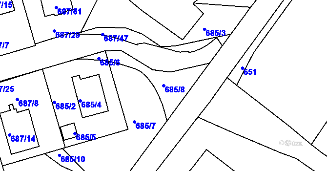 Parcela st. 685/8 v KÚ Chrochvice, Katastrální mapa