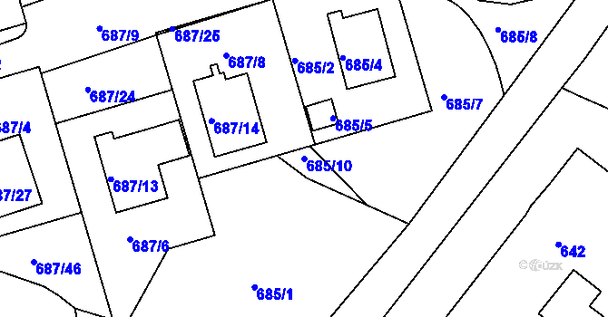 Parcela st. 685/10 v KÚ Chrochvice, Katastrální mapa