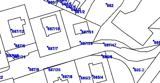 Parcela st. 687/29 v KÚ Chrochvice, Katastrální mapa