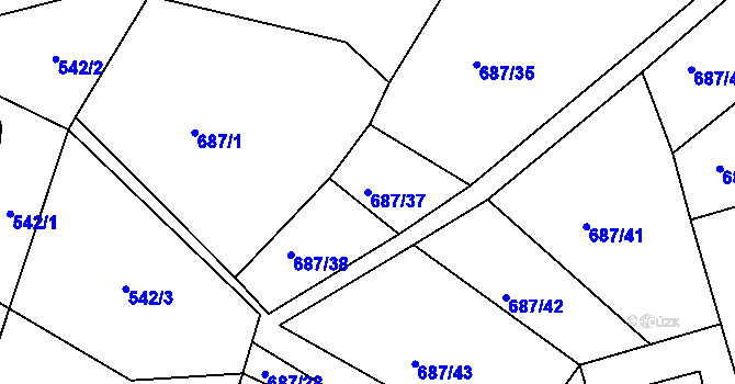 Parcela st. 687/37 v KÚ Chrochvice, Katastrální mapa