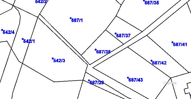Parcela st. 687/38 v KÚ Chrochvice, Katastrální mapa