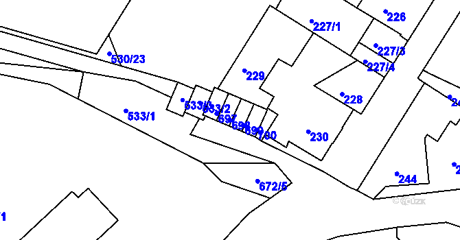Parcela st. 698 v KÚ Chrochvice, Katastrální mapa