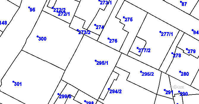 Parcela st. 295/1 v KÚ Chrochvice, Katastrální mapa