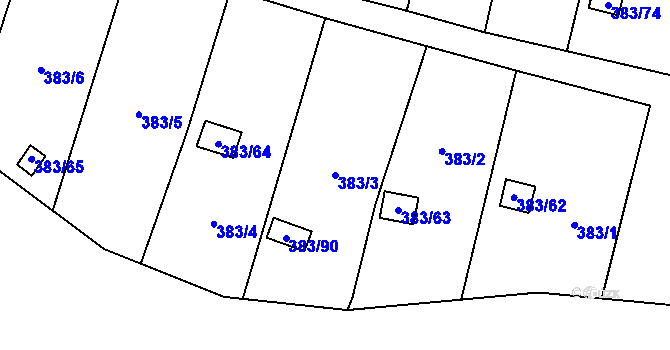 Parcela st. 383/3 v KÚ Chrochvice, Katastrální mapa