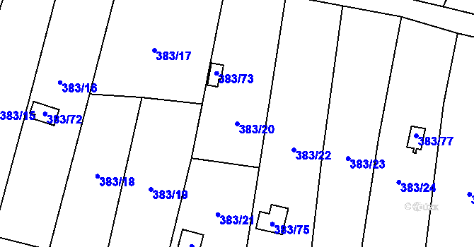 Parcela st. 383/20 v KÚ Chrochvice, Katastrální mapa