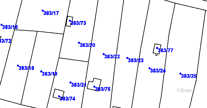 Parcela st. 383/22 v KÚ Chrochvice, Katastrální mapa
