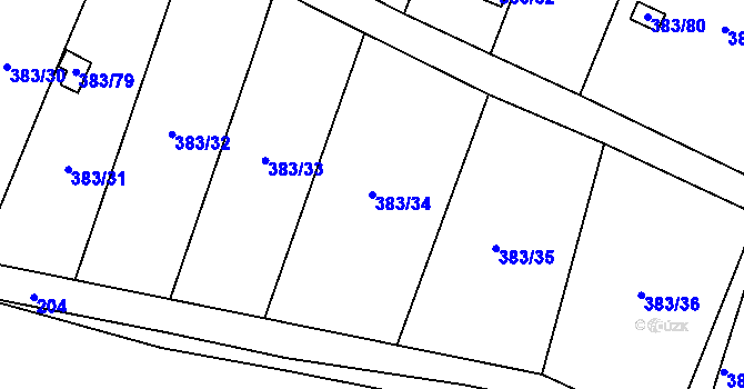 Parcela st. 383/34 v KÚ Chrochvice, Katastrální mapa