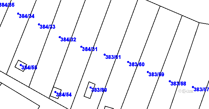 Parcela st. 383/61 v KÚ Chrochvice, Katastrální mapa