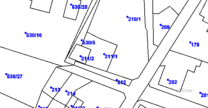 Parcela st. 211/1 v KÚ Chrochvice, Katastrální mapa
