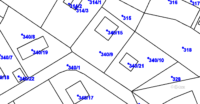 Parcela st. 340/9 v KÚ Chrochvice, Katastrální mapa