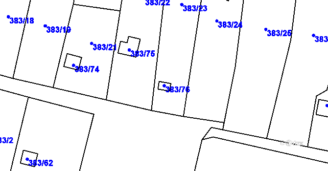 Parcela st. 383/76 v KÚ Chrochvice, Katastrální mapa