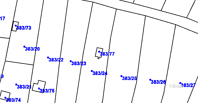 Parcela st. 383/77 v KÚ Chrochvice, Katastrální mapa