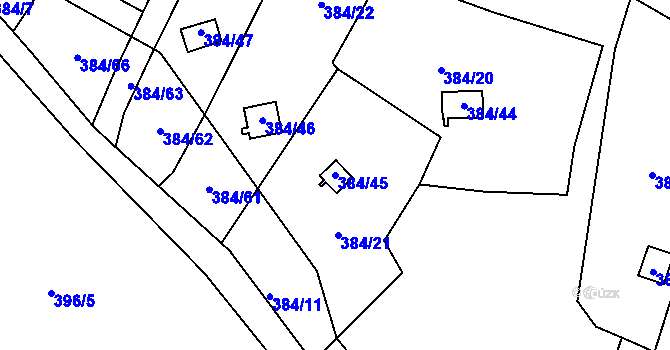 Parcela st. 384/45 v KÚ Chrochvice, Katastrální mapa