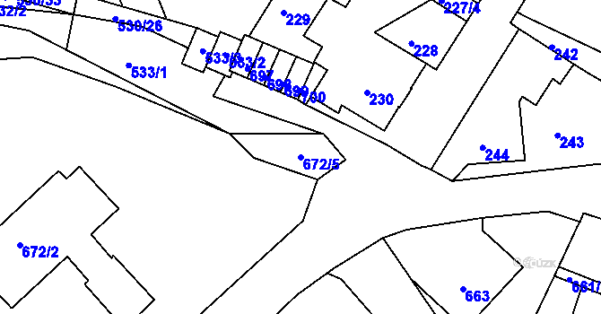 Parcela st. 672/5 v KÚ Chrochvice, Katastrální mapa